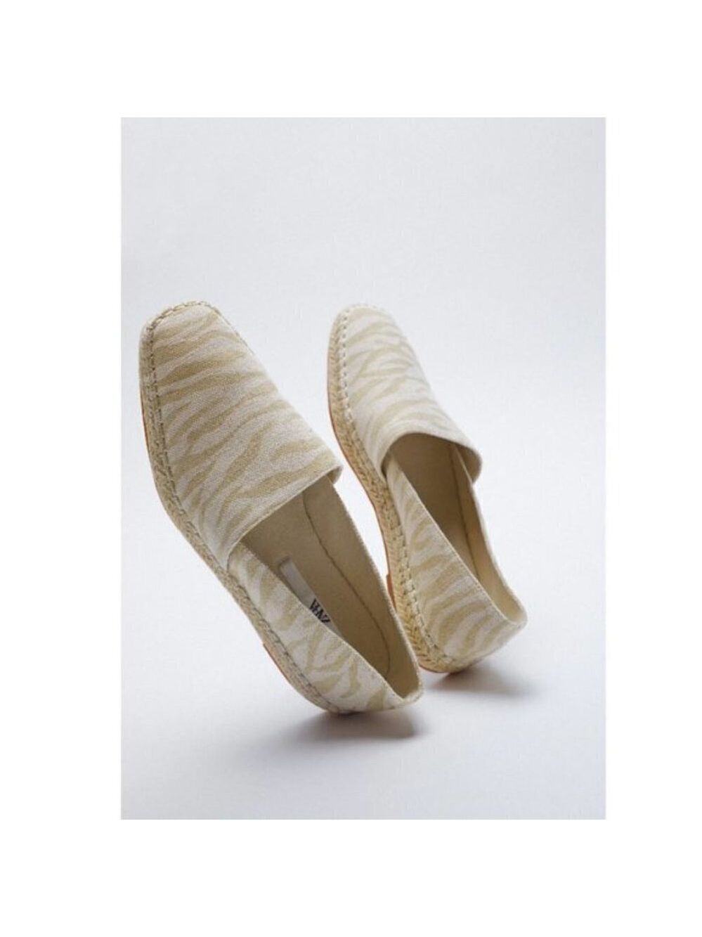 Zara Low Heel Cream  Zebra Animal Print Espadrilles Size EUR 41 US 10 NWT - Picture 11 of 11